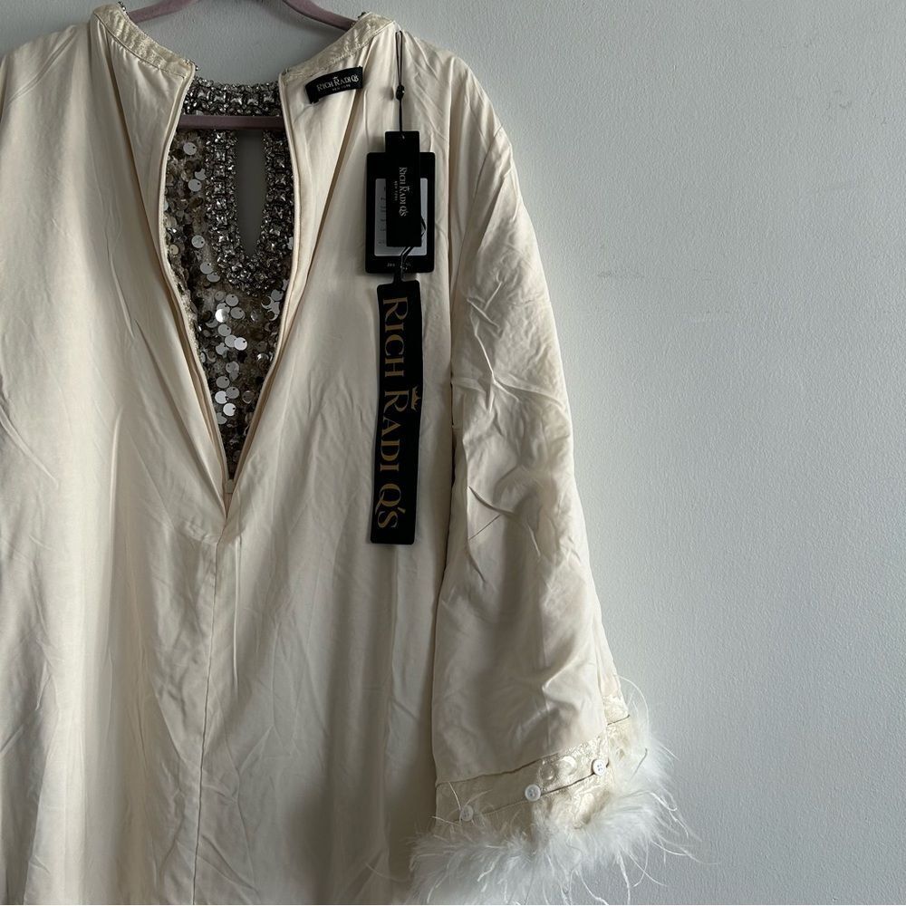 NWT RICHRADIQS Dazzling Sequined Feather Cuff Dress - Picture 14 of 16